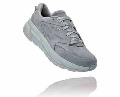 Hoka One One All Gender Clifton L Suede Road Running Shoes Grey/Blue (HO7062) Australia